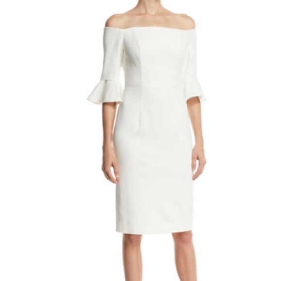 shoulderless white dress